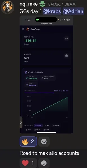 BlazeProps client result screenshot from the members Discord
