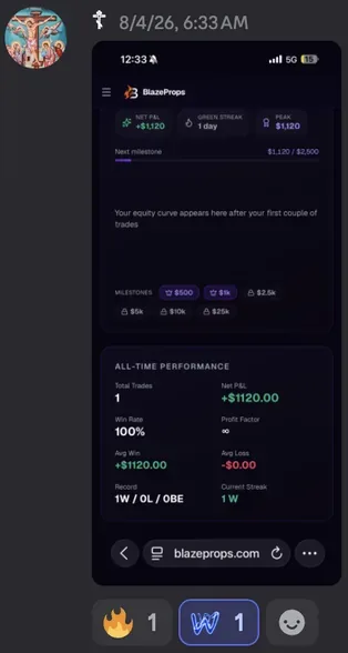 BlazeProps client result screenshot from the members Discord