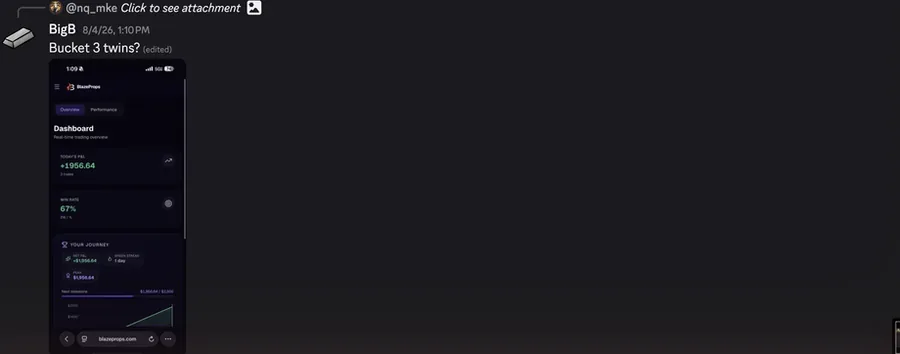 BlazeProps client result screenshot from the members Discord